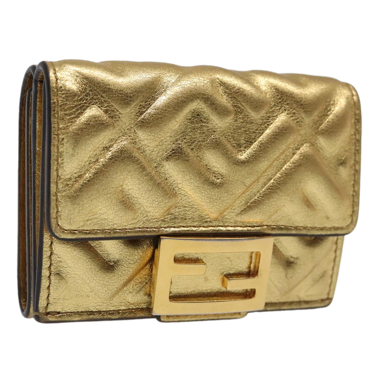 FENDI Zucca Canvas Wallet Gold Tone 8M0395 93704