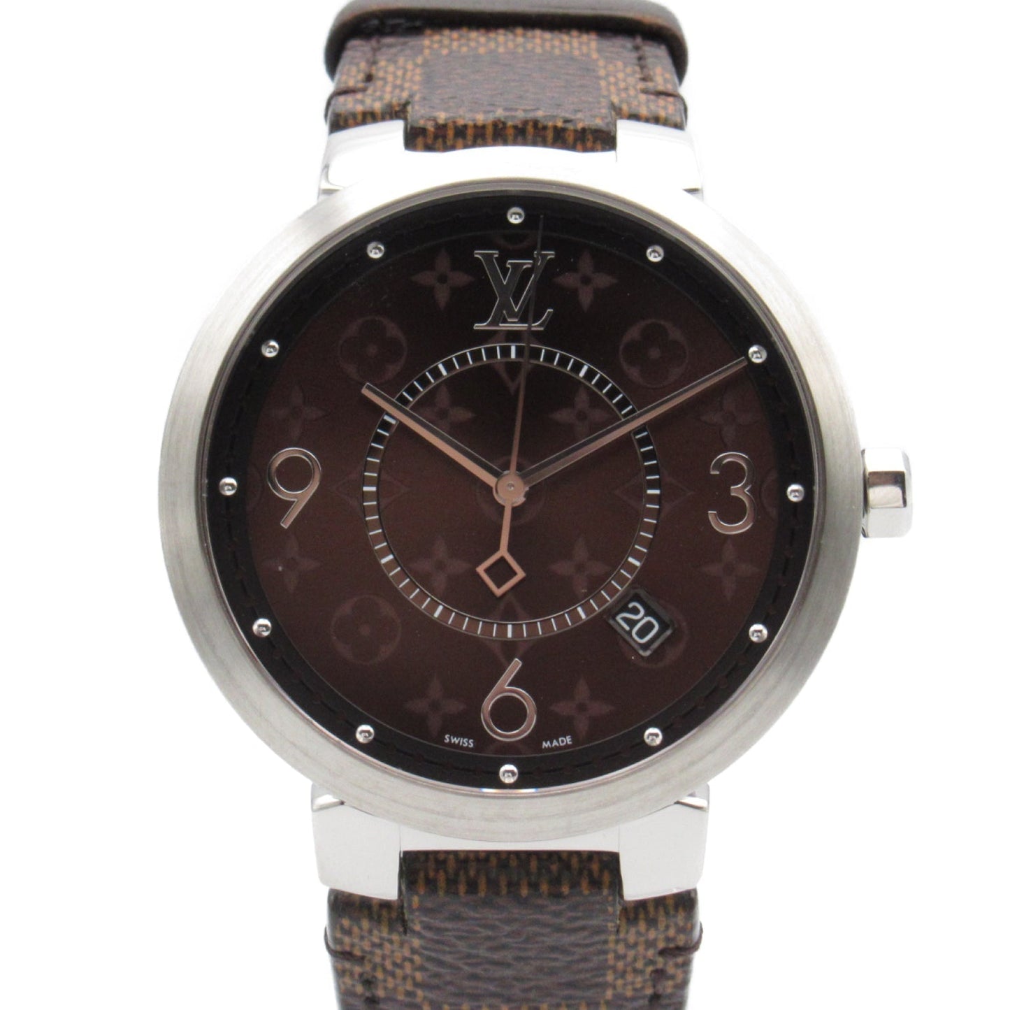 Louis Vuitton Louis Vuitton Tubular Slim  Stainless Steel Leather Belt Men Brown  QA005