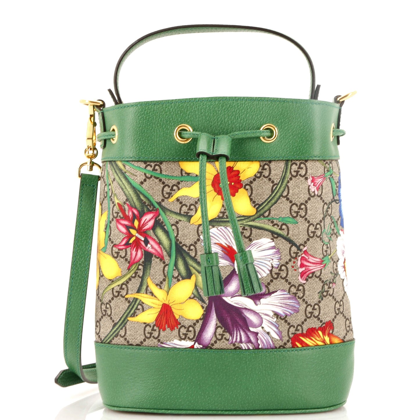 Ophidia Bucket Bag Flora GG Coated Canvas and Leather  Small