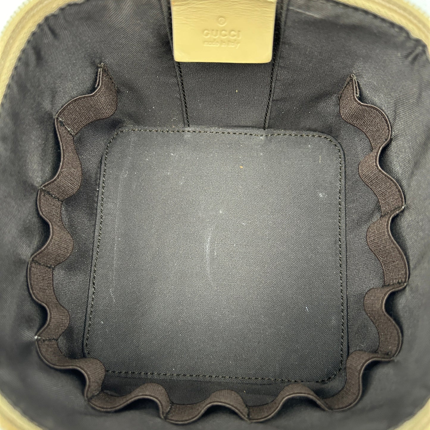 Gucci Beige GG Canvas Leather Vanity Bag