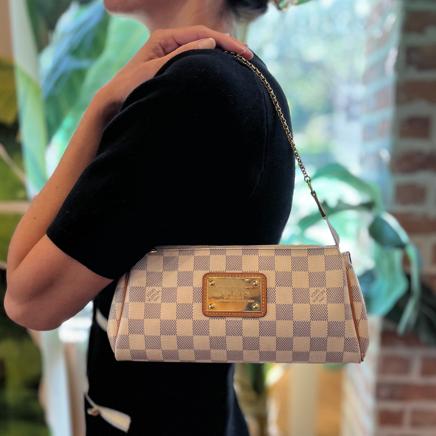LOUIS VUITTON Eva Damier Azur Canvas Shoulder Bag