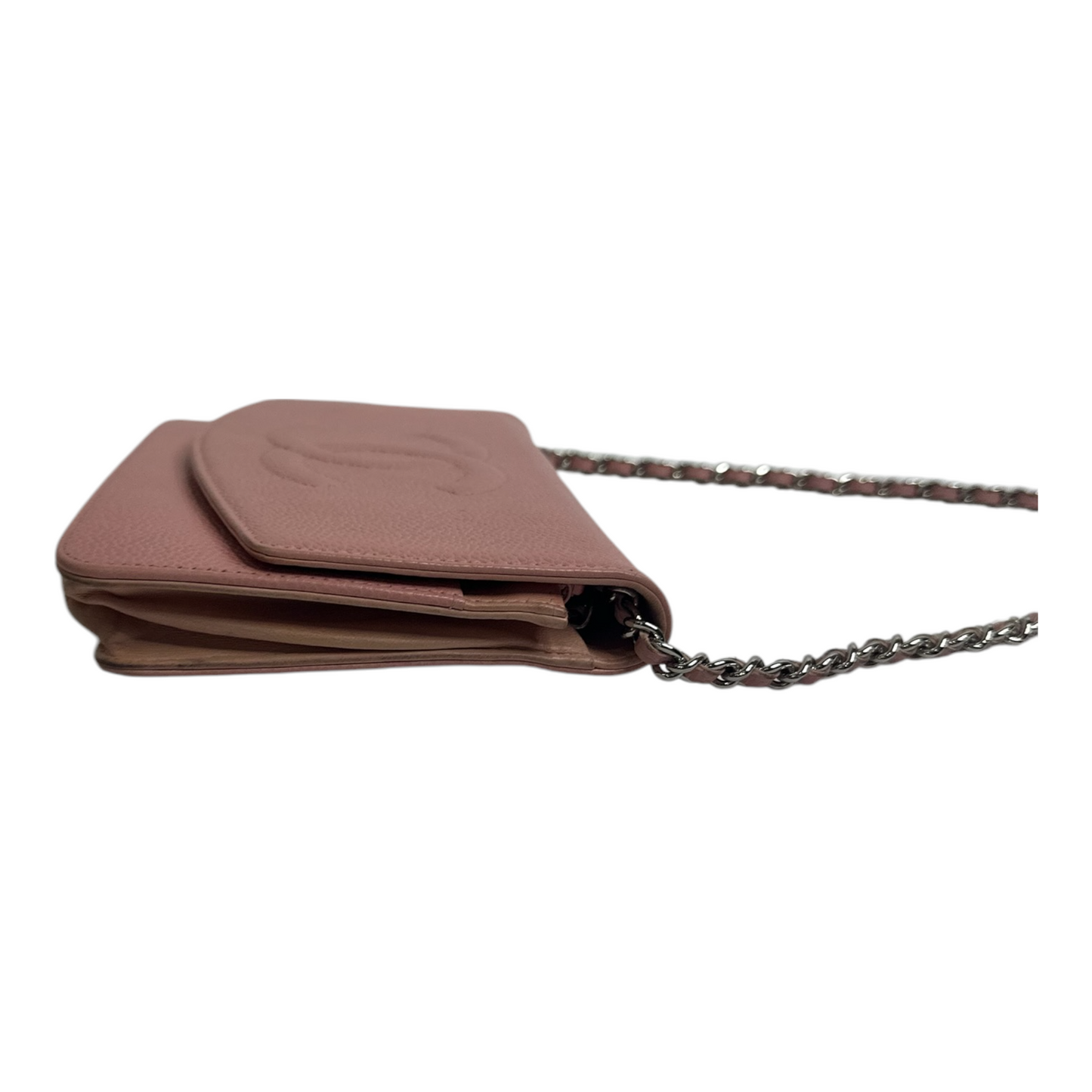 Chanel Caviar Timeless CC Wallet on Chain WOC Pink