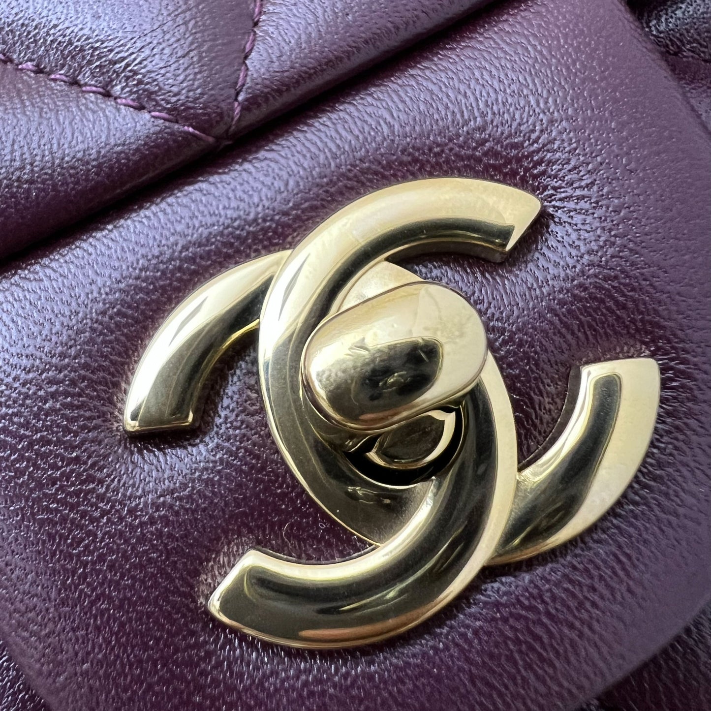 GLM-Classic Rectangle Mini Flap Bag in Burgundy Lambskin and LGHW