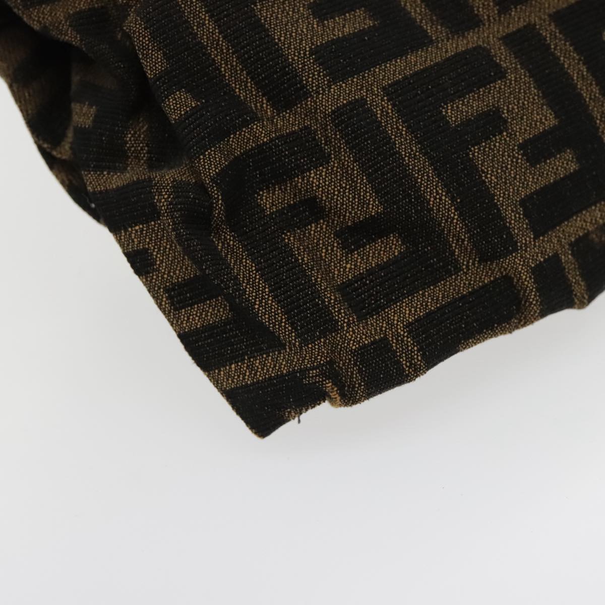 FENDI Zucca Canvas Shoulder Bag Brown Black Gold 94106