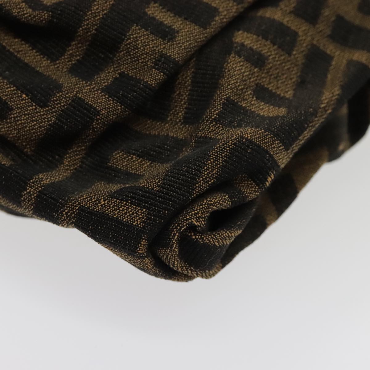 FENDI Zucca Canvas Shoulder Bag Brown Black Gold 94106