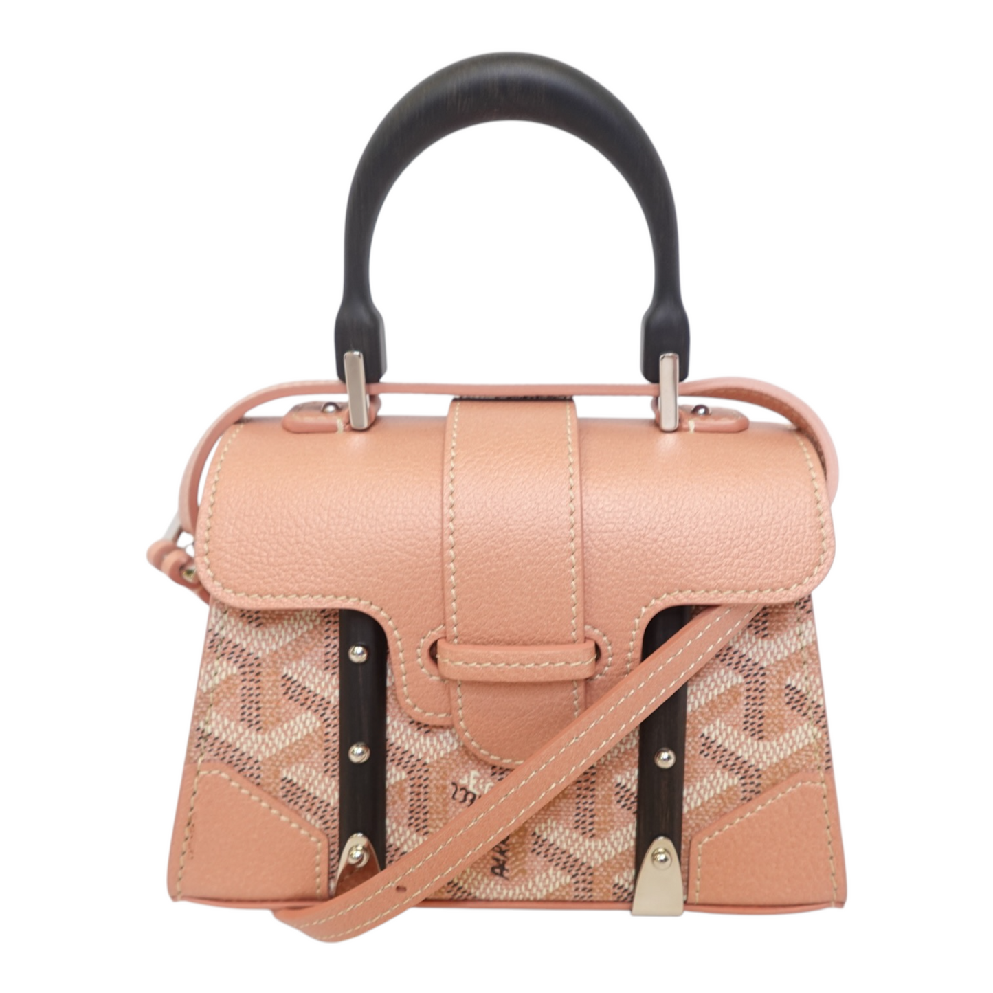 Goyard Pearly Coral Goyardine Canvas and Chevroches Calfskin SaÃ¯gon StructurÃ© Nano Bag