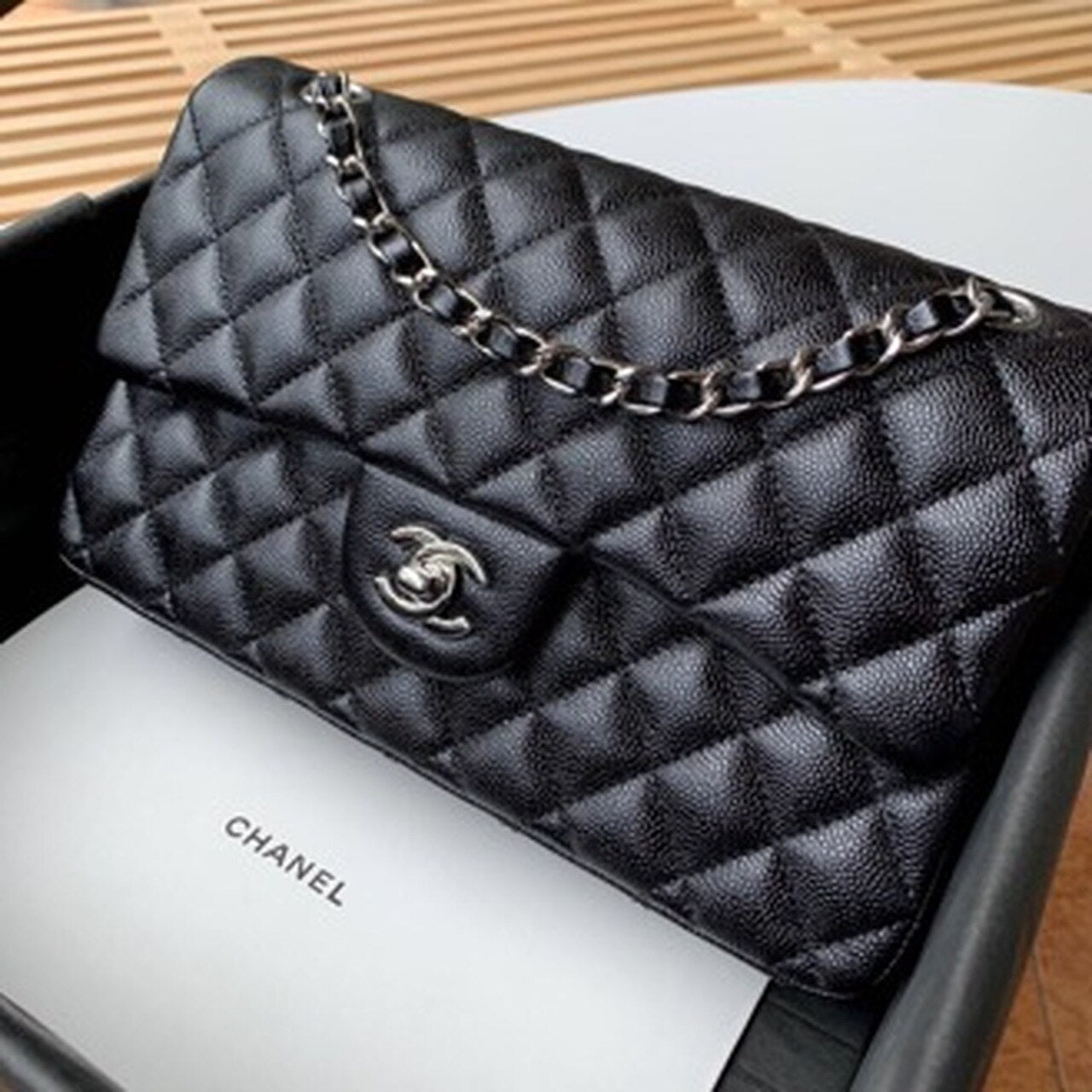 CHL Classic Handbag Silver Hardware BlackÃ‚Â For Women Bags, Shoulder And Crossbody Bags 10.2in/26cm A01112