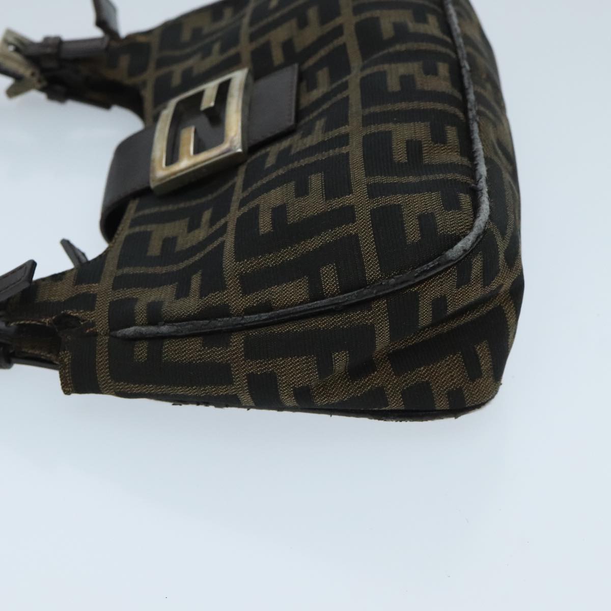 FENDI Zucca Canvas Mamma Baguette Shoulder Bag Black Brown 94185
