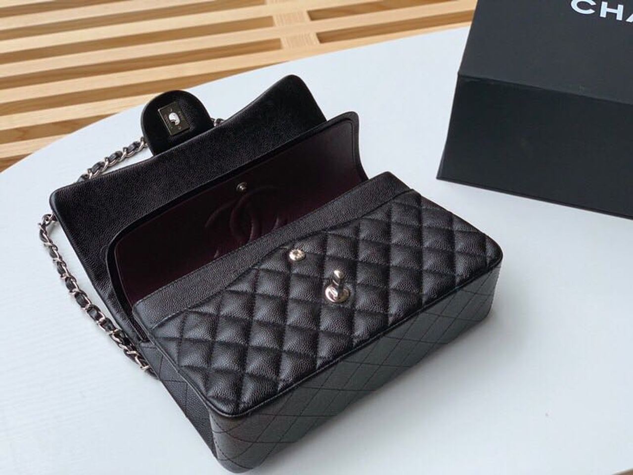 CHL Classic Handbag Silver Hardware BlackÃ‚Â For Women Bags, Shoulder And Crossbody Bags 10.2in/26cm A01112