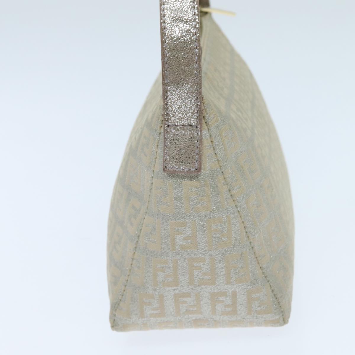 FENDI Zucchino Canvas Shoulder Bag Beige Gold 94187
