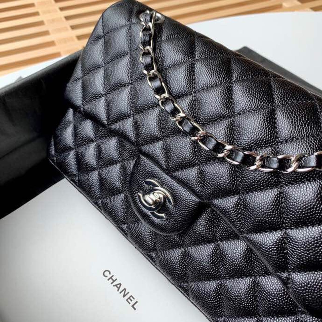 CHL Classic Handbag Silver Hardware BlackÃ‚Â For Women Bags, Shoulder And Crossbody Bags 10.2in/26cm A01112