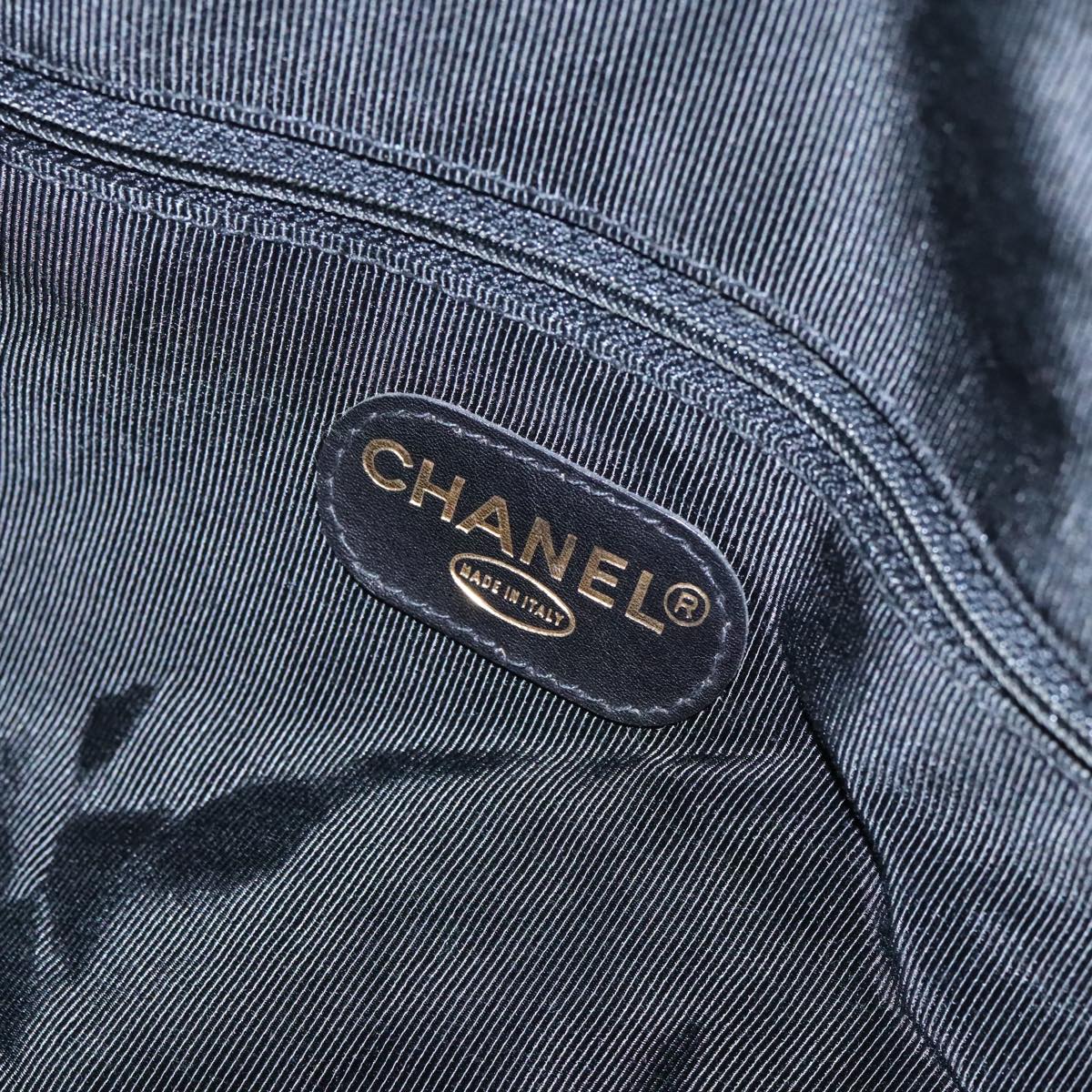 CHANEL Boston Bag Leather 2way Black Gold CC 94229