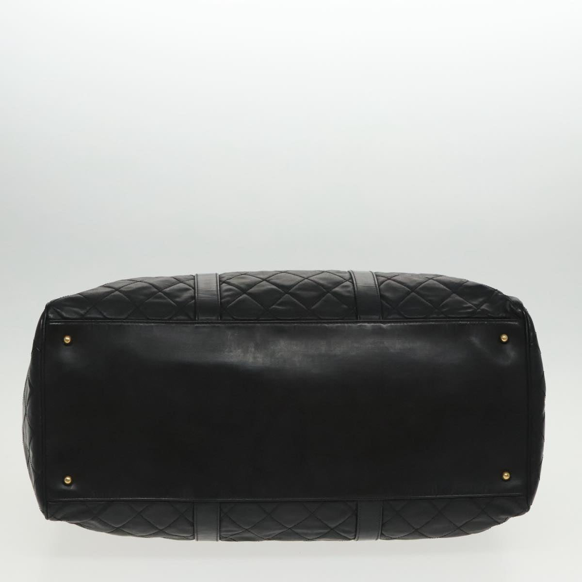 CHANEL Boston Bag Leather 2way Black Gold CC 94229