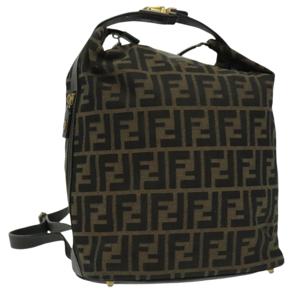 FENDI Zucca Canvas Backpack Brown Black Gold 94295