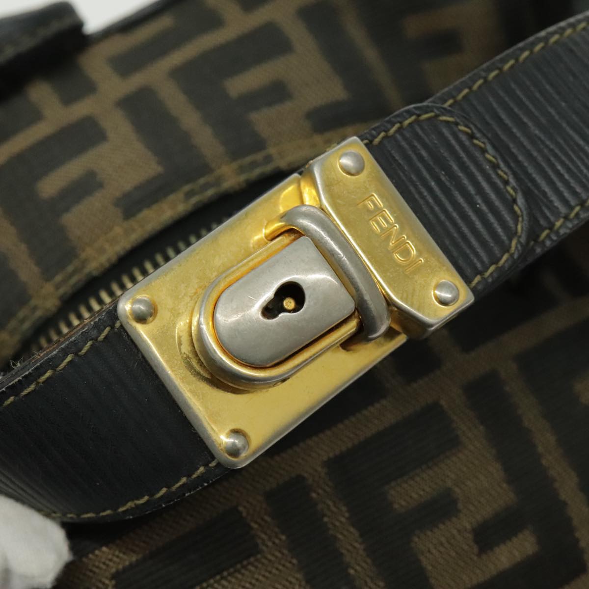 FENDI Zucca Canvas Backpack Brown Black Gold 94295