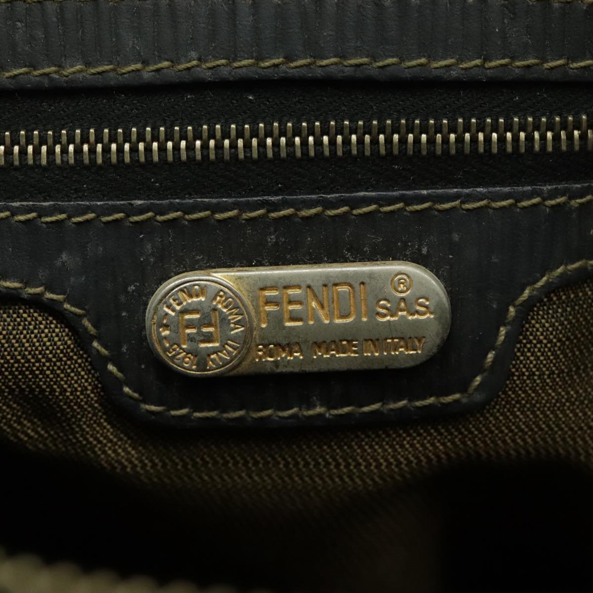 FENDI Zucca Canvas Backpack Brown Black Gold 94295