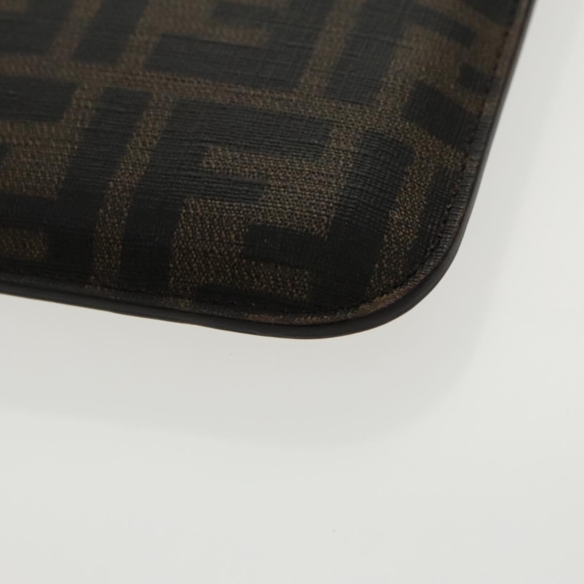 FENDI Zucca Canvas Shoulder Bag Black Brown gold 94296