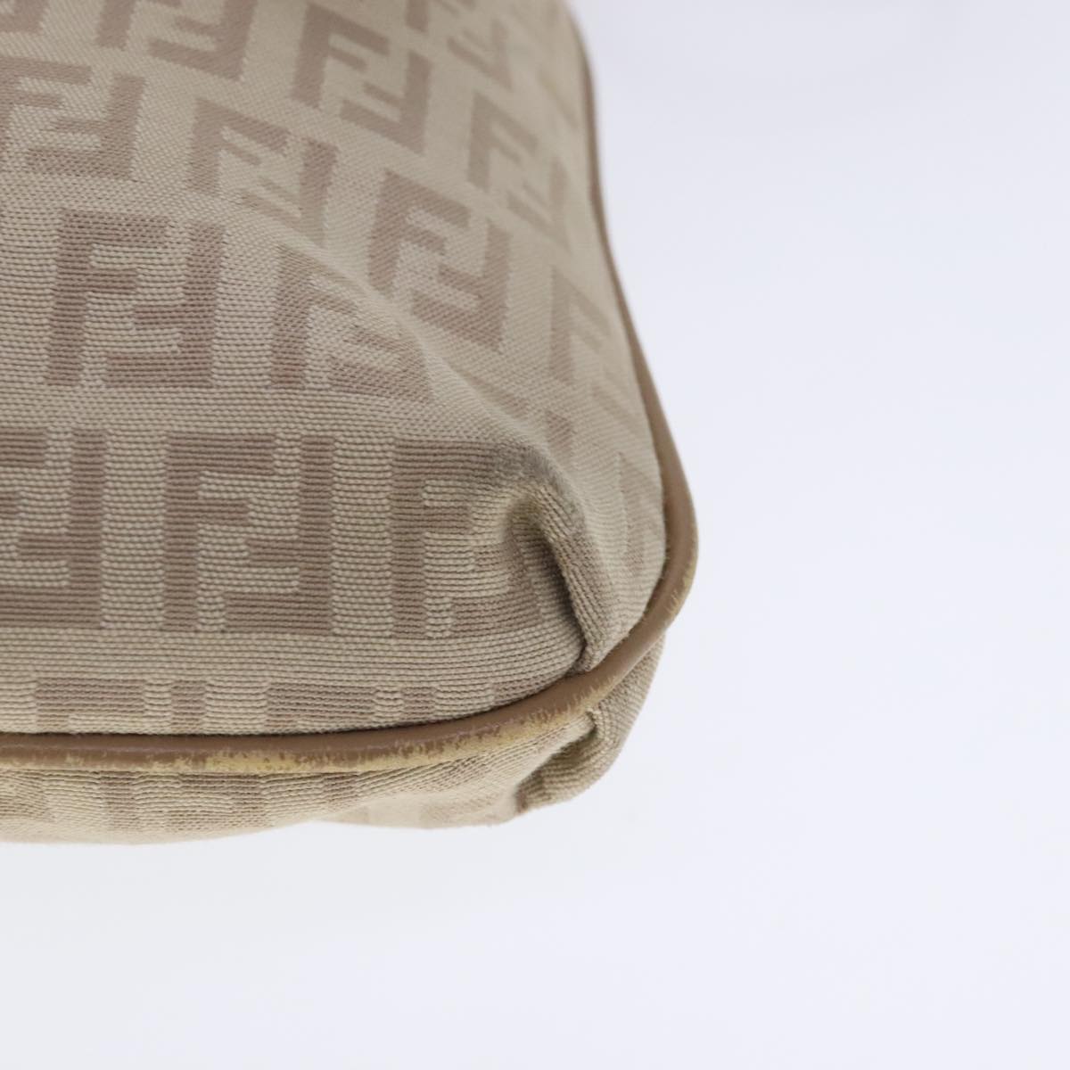 FENDI Zucchino Canvas Shoulder Bag Beige Gold 94453