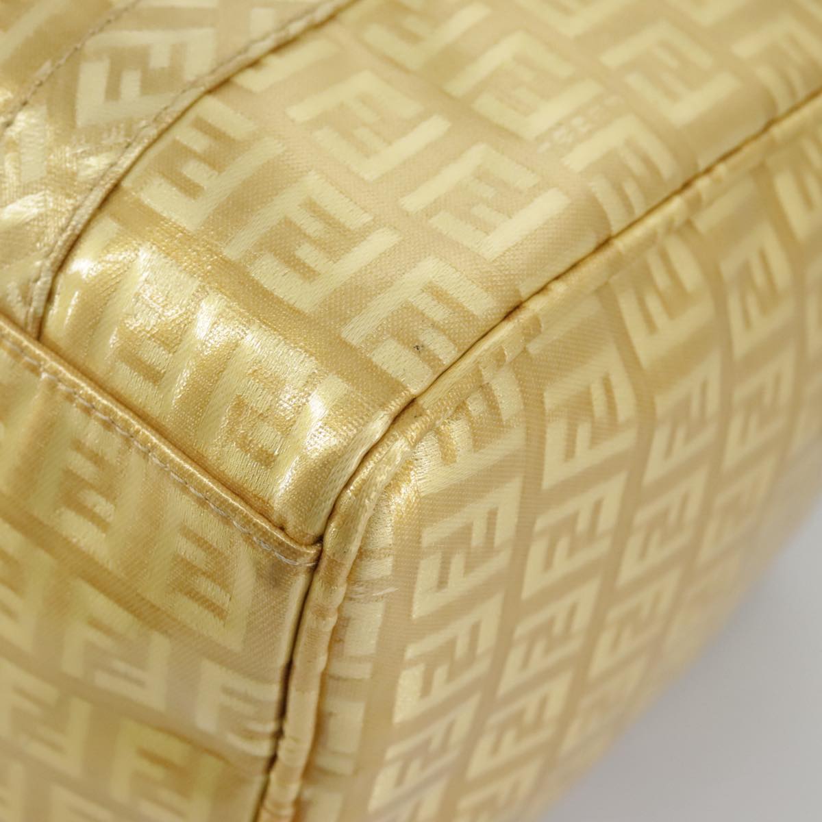 FENDI Zucchino Canvas Hand Bag Gold 94454