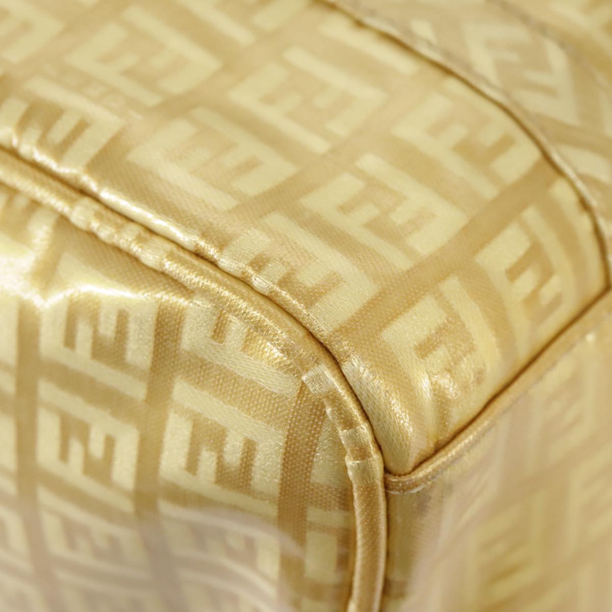 FENDI Zucchino Canvas Hand Bag Gold 94454