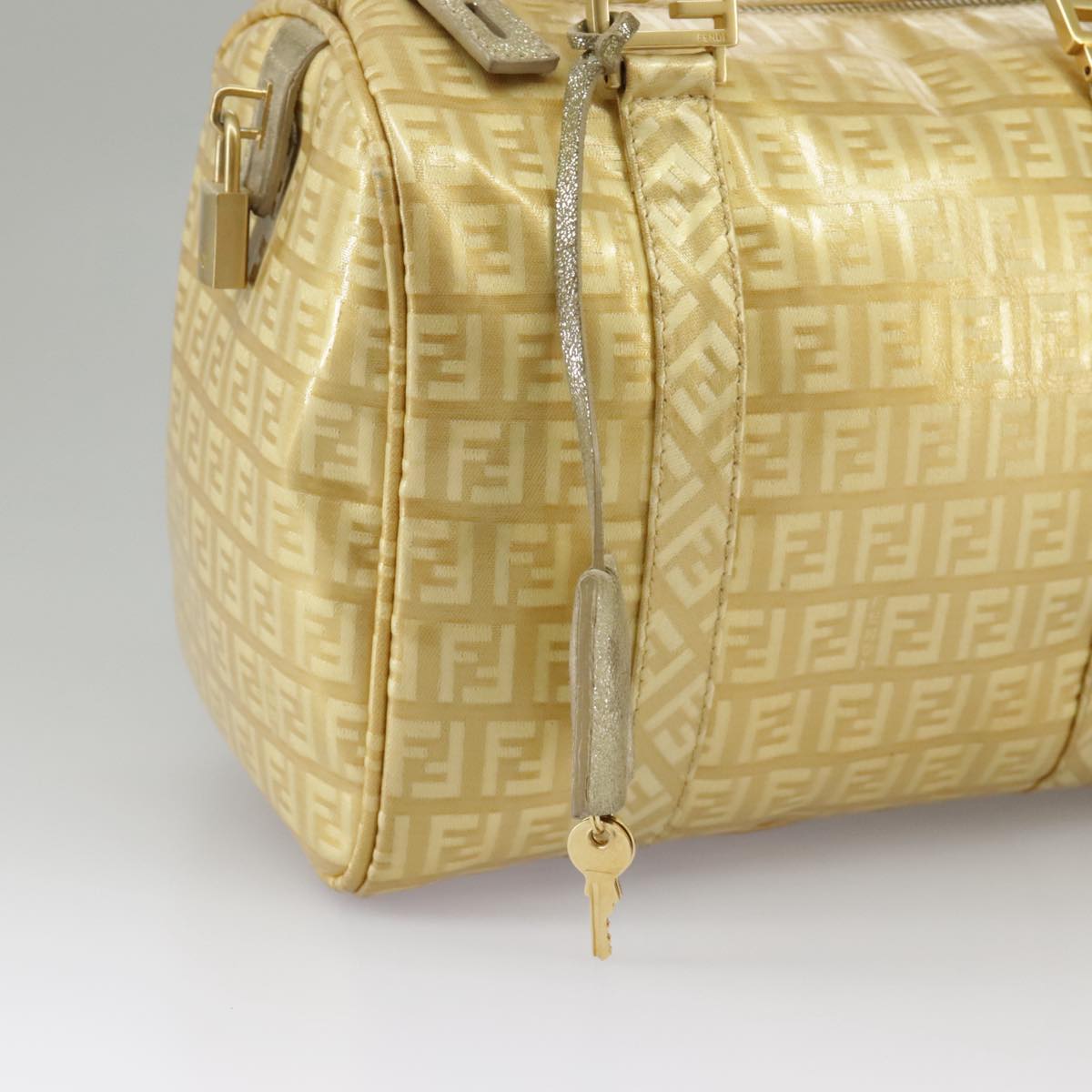 FENDI Zucchino Canvas Hand Bag Gold 94454