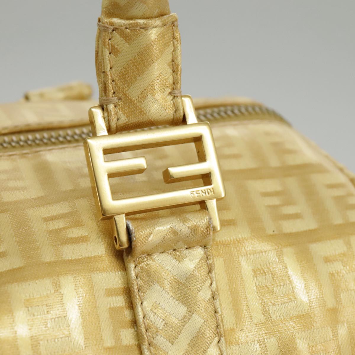 FENDI Zucchino Canvas Hand Bag Gold 94454