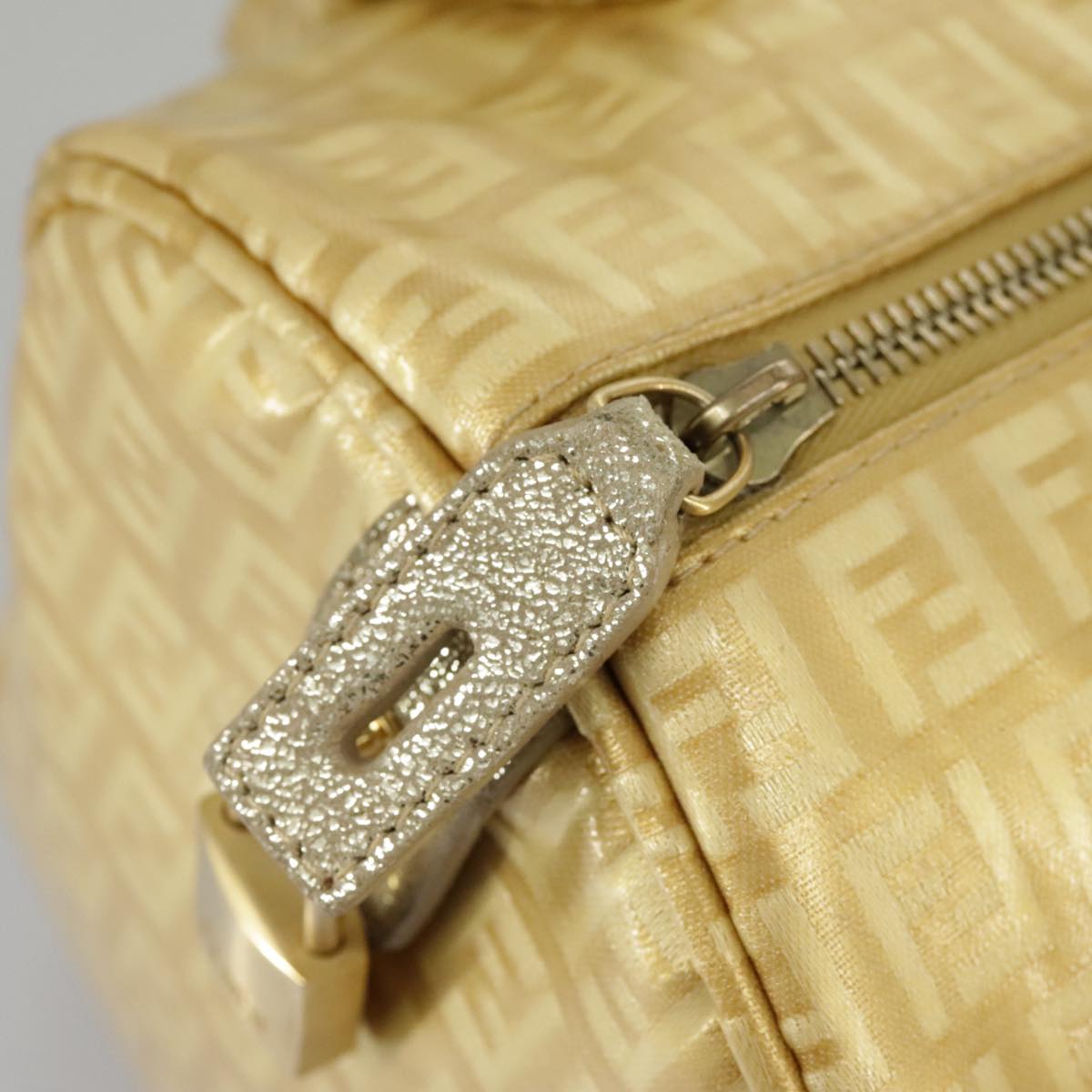FENDI Zucchino Canvas Hand Bag Gold 94454