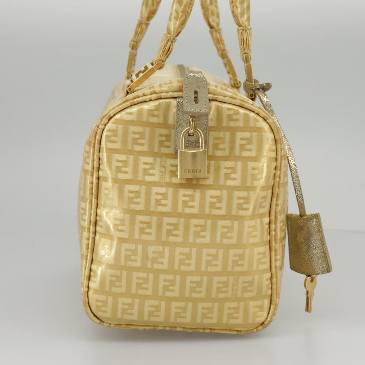 FENDI Zucchino Canvas Hand Bag Gold 94454