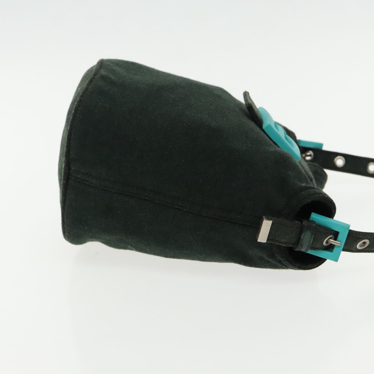 FENDI Mamma Baguette Shoulder Bag Cotton Green Silver 94455