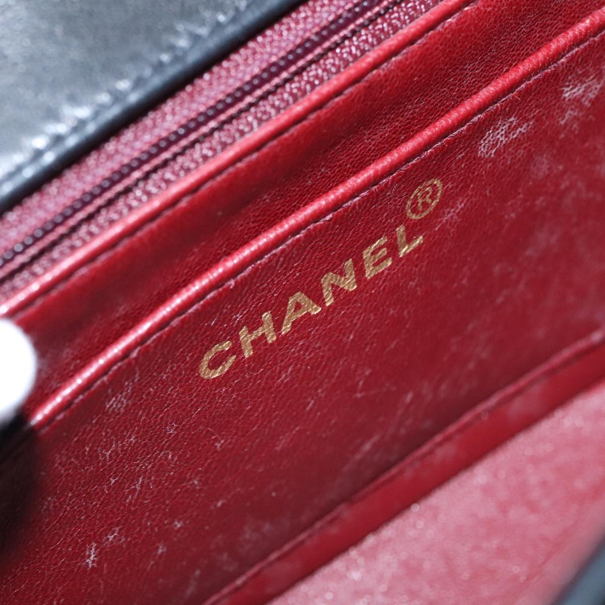 CHANEL Diana Matelasse Chain Shoulder Bag Lamb Skin Black Gold CC 94641S