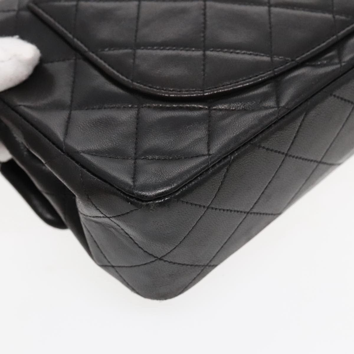 CHANEL Matelasse 23 Turn Lock Chain Bag Lamb Skin Black Gold CC 94676A