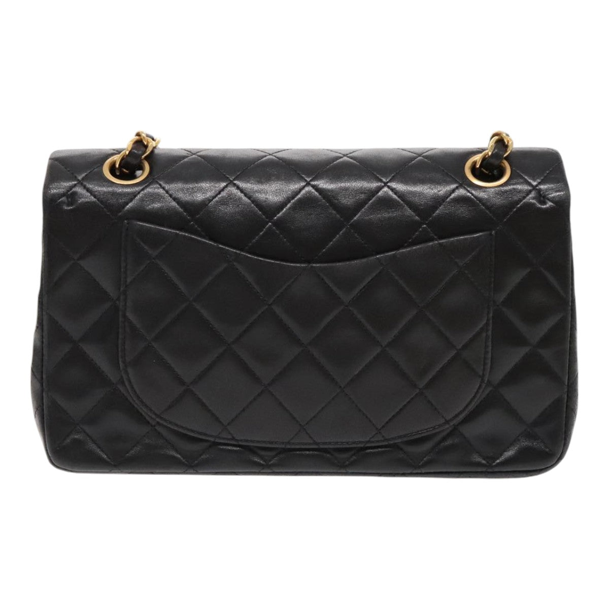 CHANEL Matelasse 23 Turn Lock Chain Bag Lamb Skin Black Gold CC 94676A