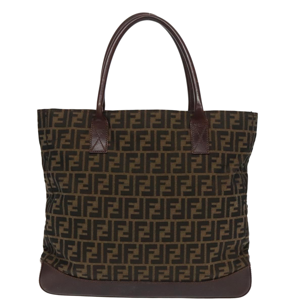 FENDI Zucca Canvas Tote Bag Brown Black Silver 94701