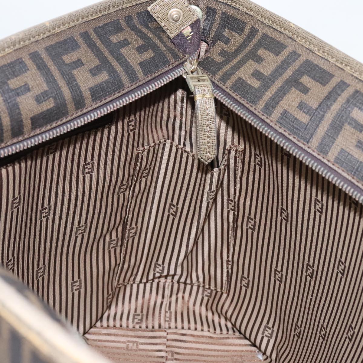 FENDI Zucca Canvas Tote Bag Brown Black Gold 94724