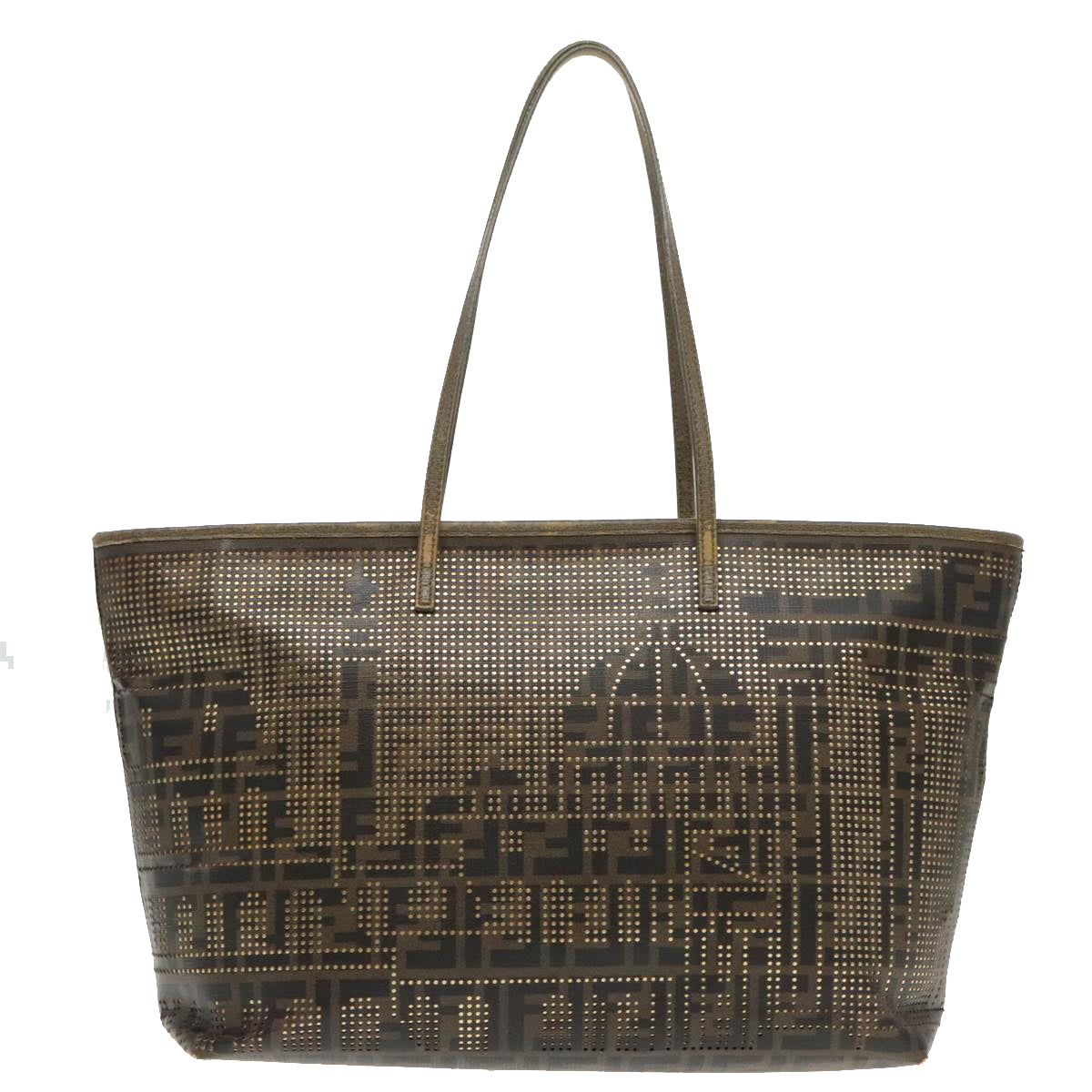FENDI Zucca Canvas Tote Bag Brown Black Gold 94724