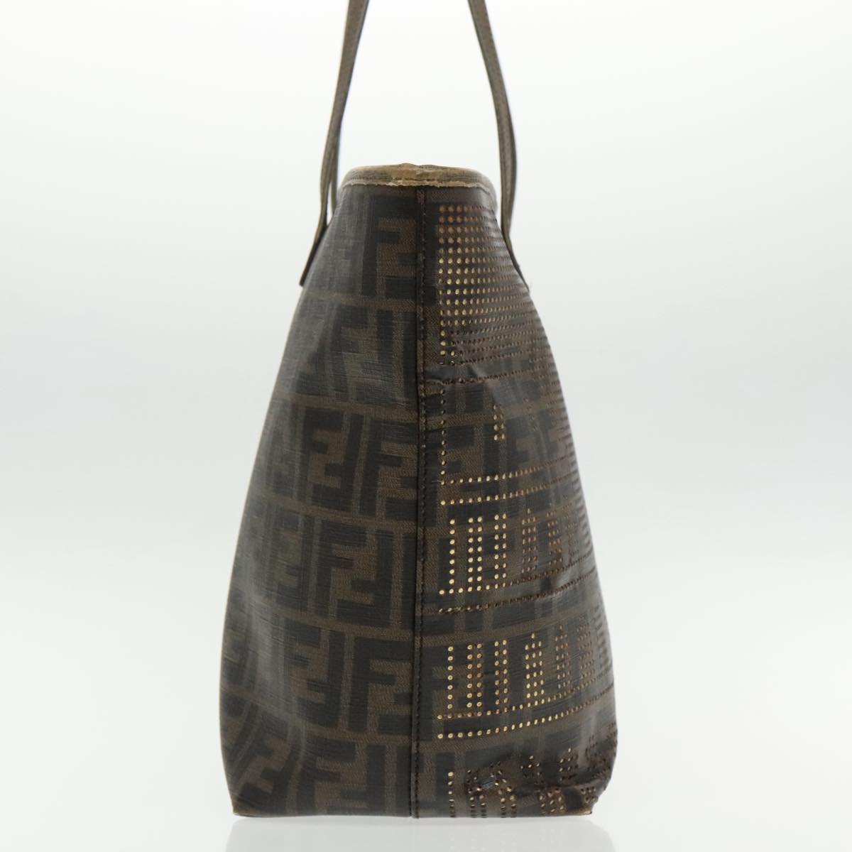 FENDI Zucca Canvas Tote Bag Brown Black Gold 94724