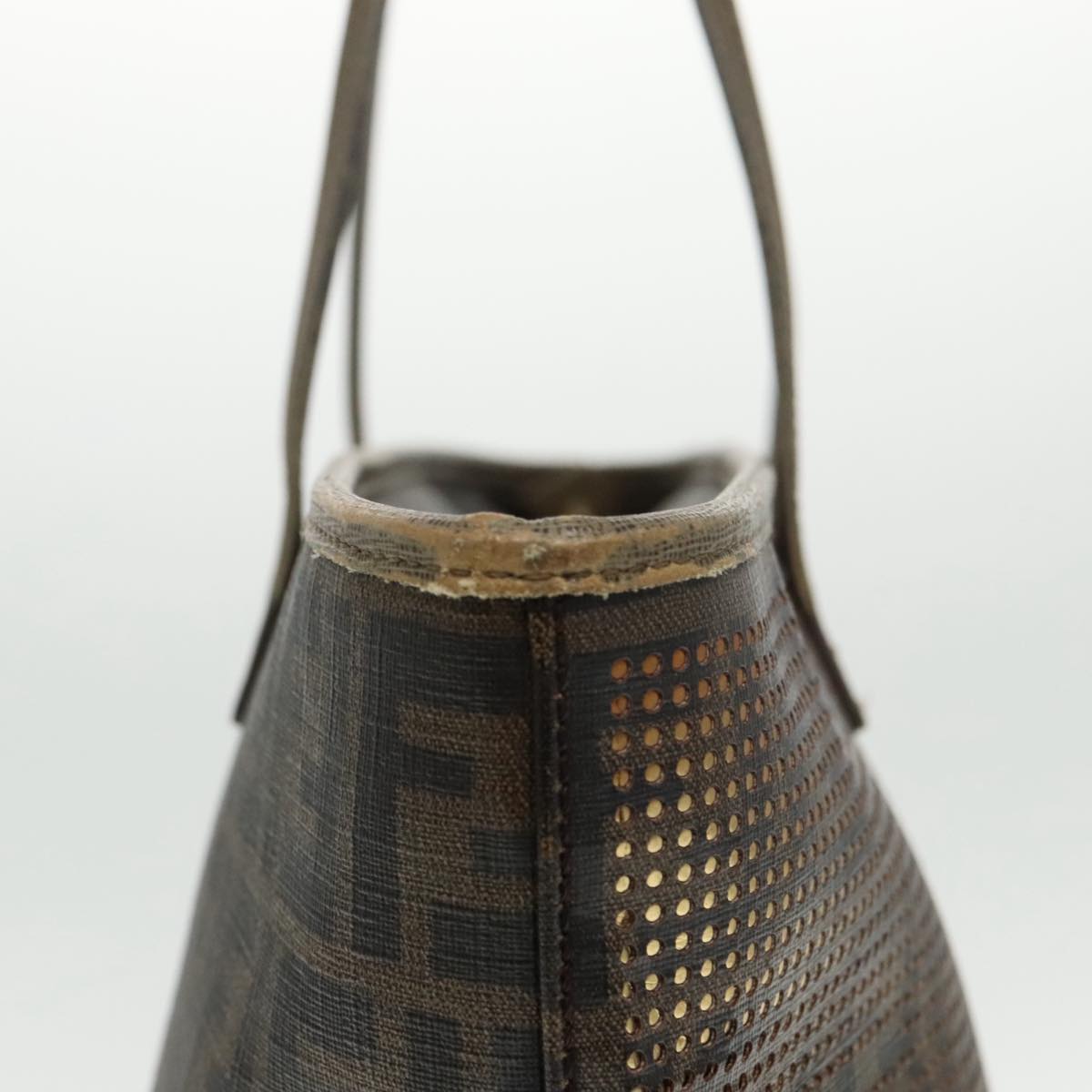 FENDI Zucca Canvas Tote Bag Brown Black Gold 94724