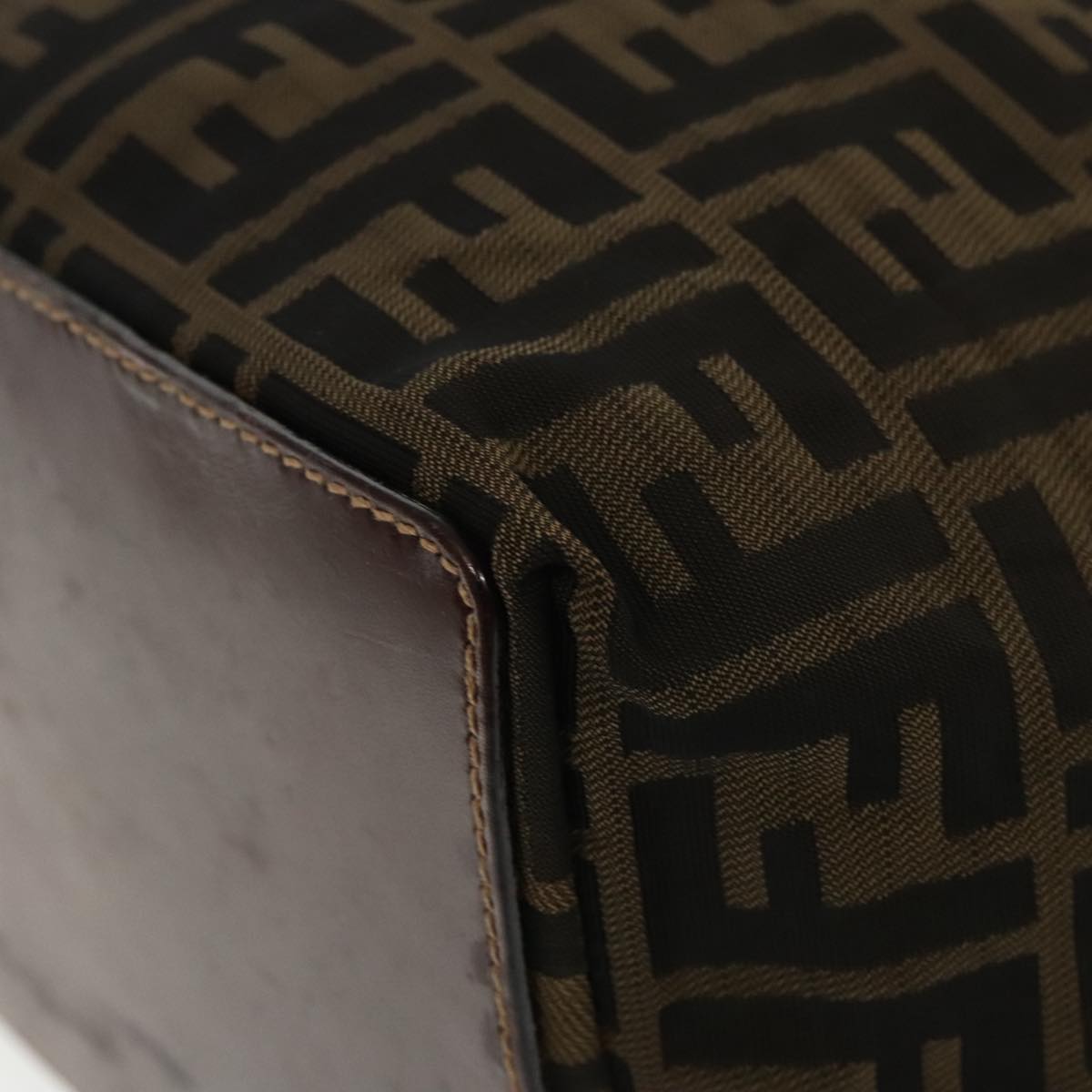 FENDI Zucca Canvas Shoulder Bag Brown Black gold 94791