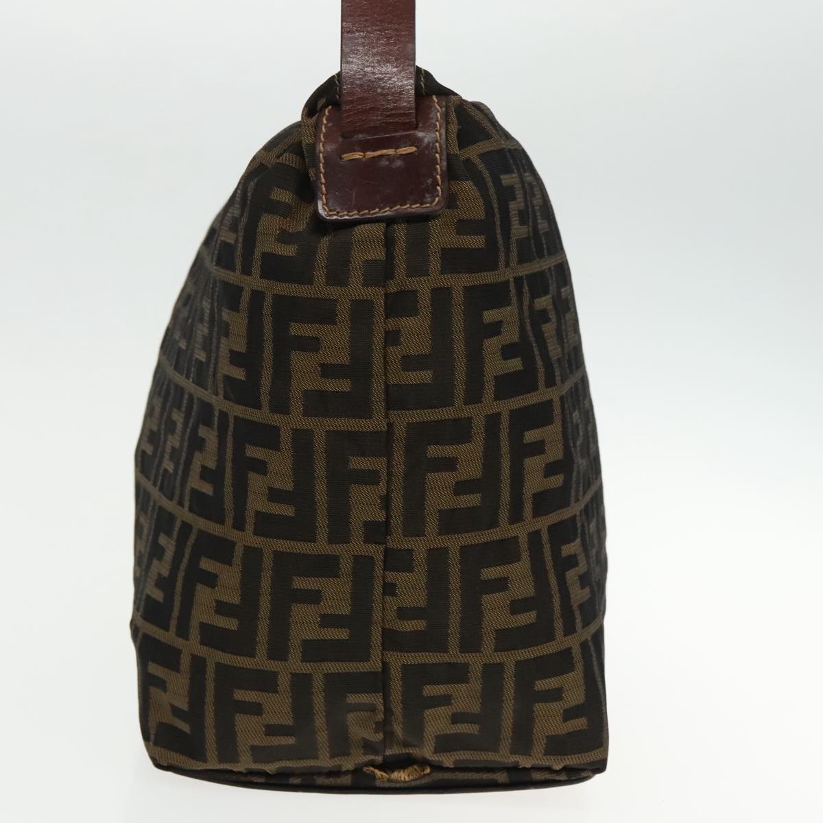 FENDI Zucca Canvas Shoulder Bag Brown Black gold 94791