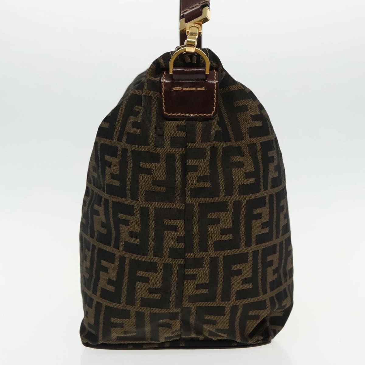 FENDI Zucca Canvas Shoulder Bag Brown Black gold 94791