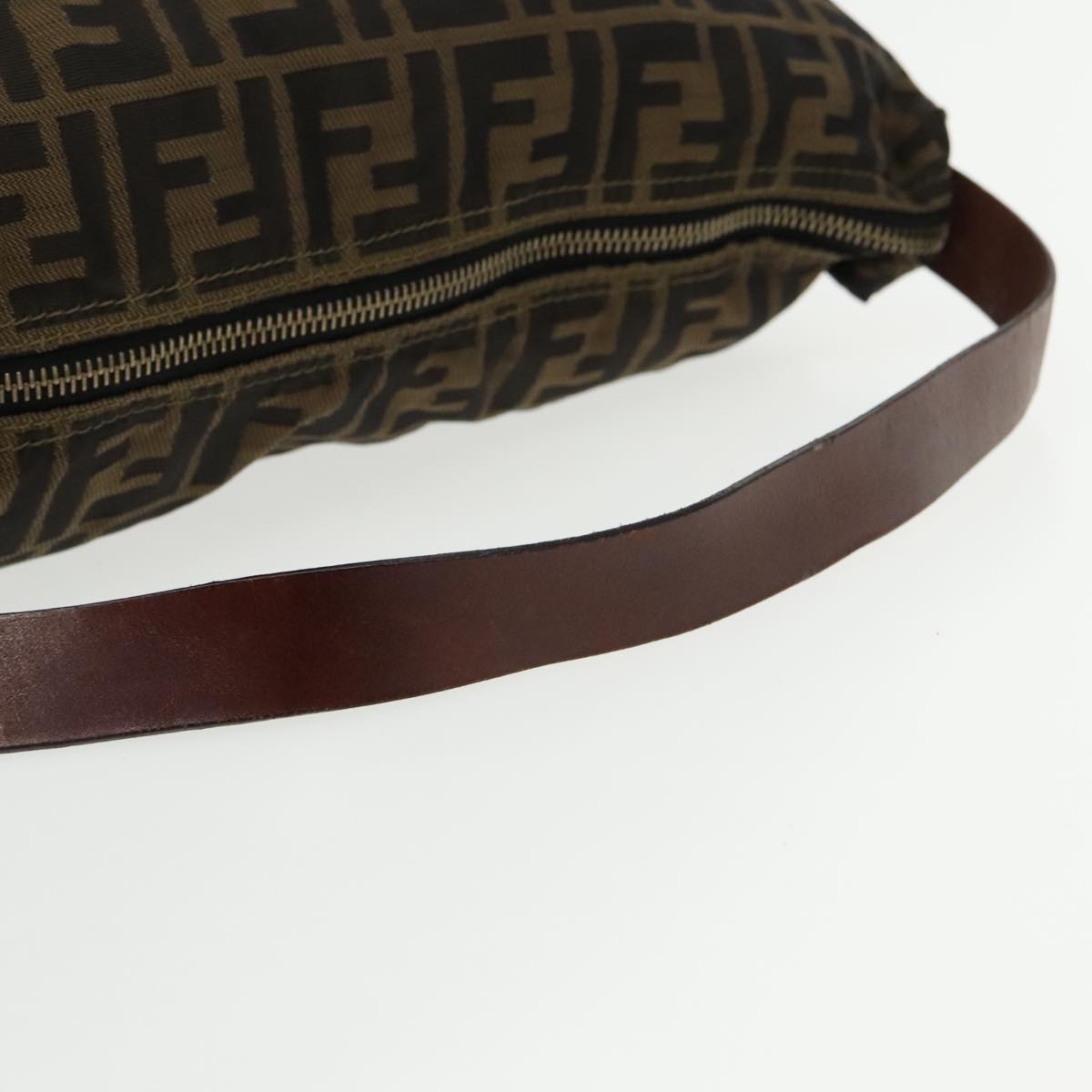 FENDI Zucca Canvas Shoulder Bag Brown Black gold 94791