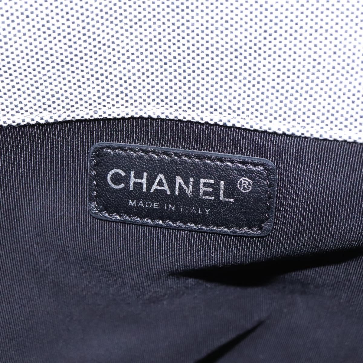 CHANEL Camelia Hand Bag No5 Canvas Gray Silver CC 94827A
