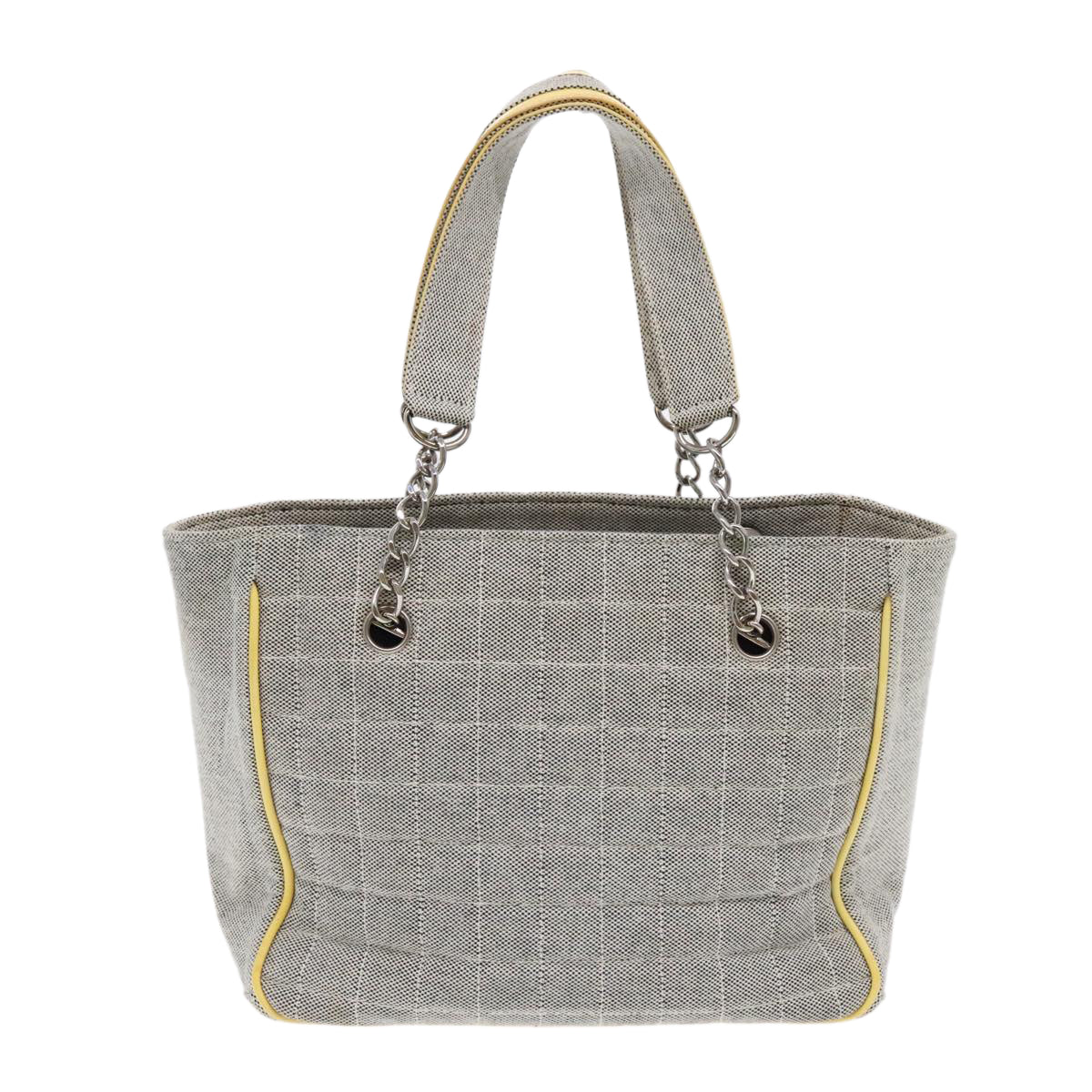 CHANEL Camelia Hand Bag No5 Canvas Gray Silver CC 94827A