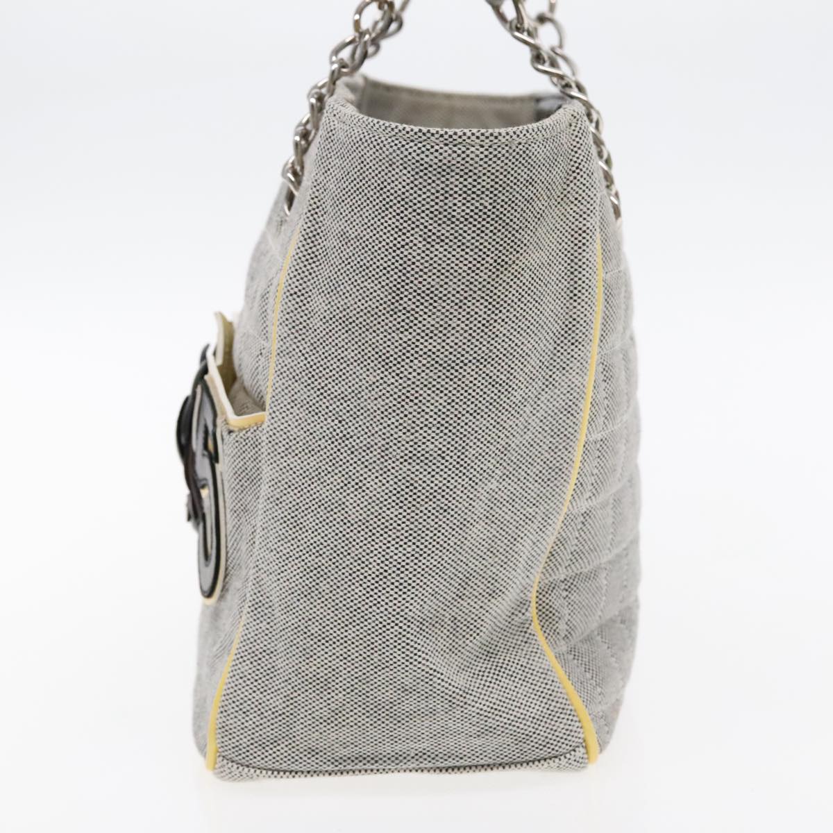 CHANEL Camelia Hand Bag No5 Canvas Gray Silver CC 94827A