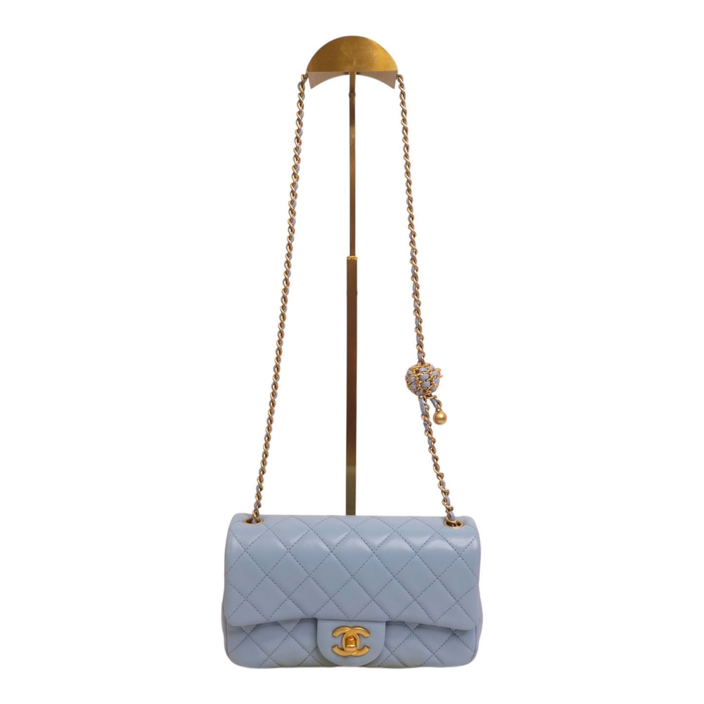 Chanel Blue Lambskin Quilted Mini Pearl Crush Flap Bag