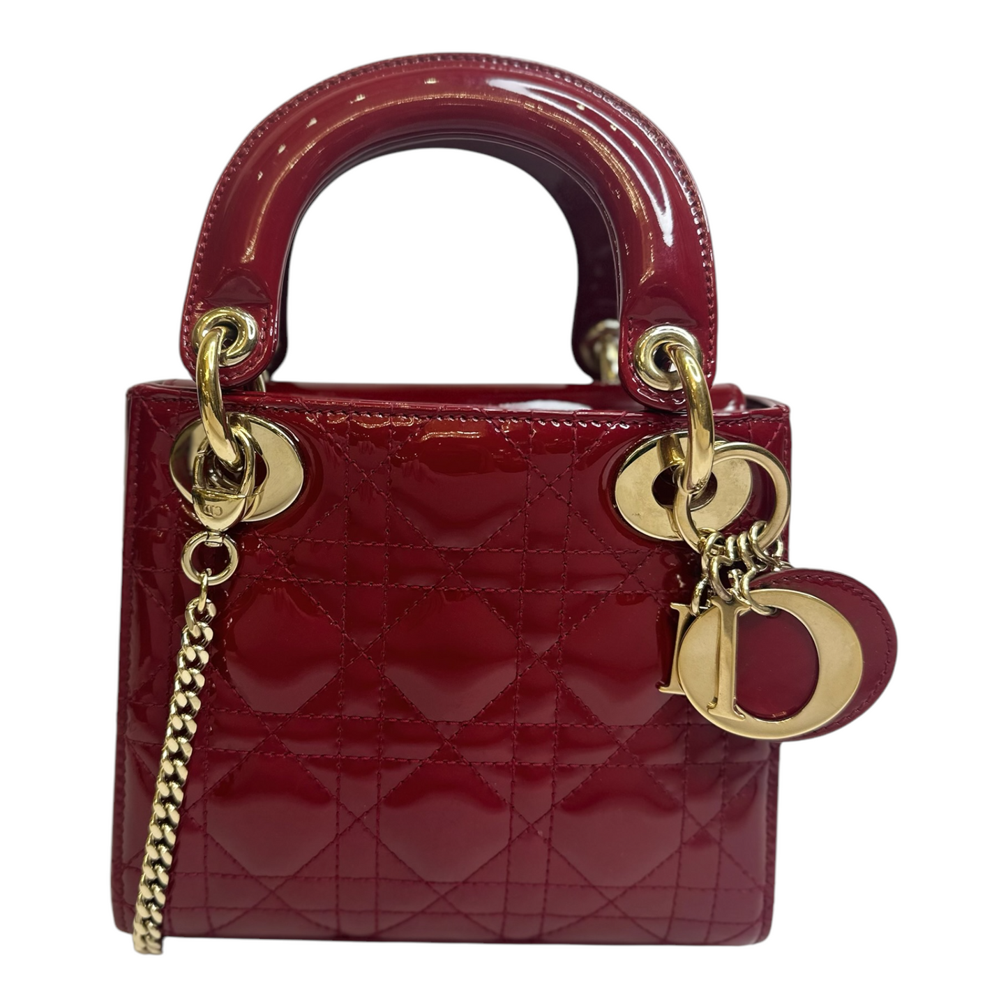 Christian Dior Patent Cannage Mini Lady Dior Red