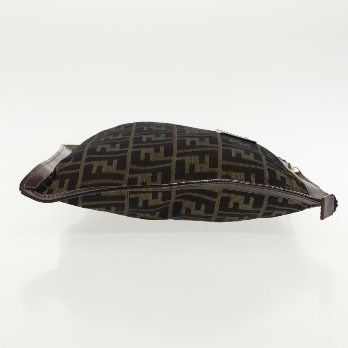 FENDI Zucca Canvas Clutch Bag Brown Black gold 95030