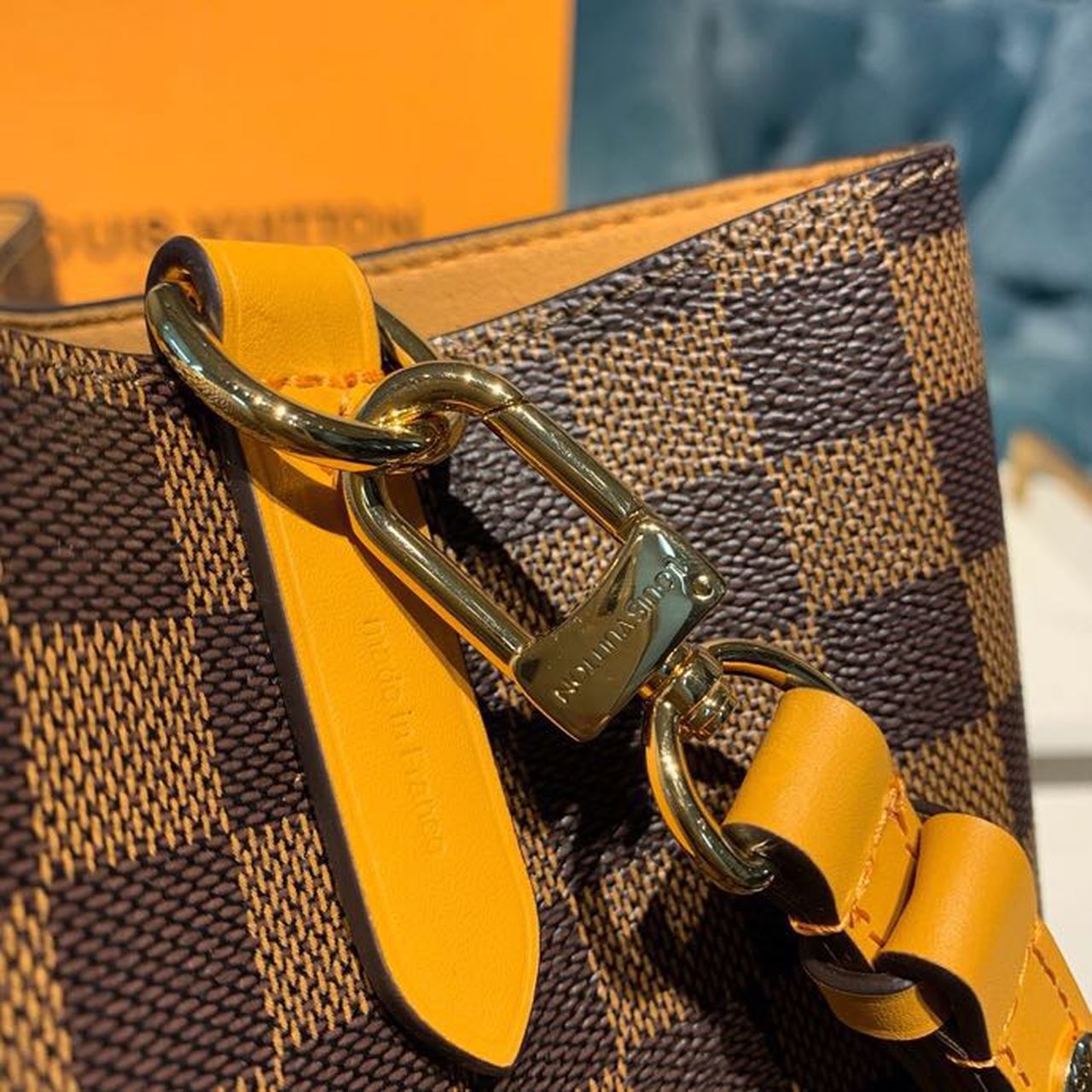 LV NÃƒÂ©o NoÃƒÂ© GLAMI Bucket Bag 26cm Damier Ebene Canvas Spring/Summer Collection N40213, Safran