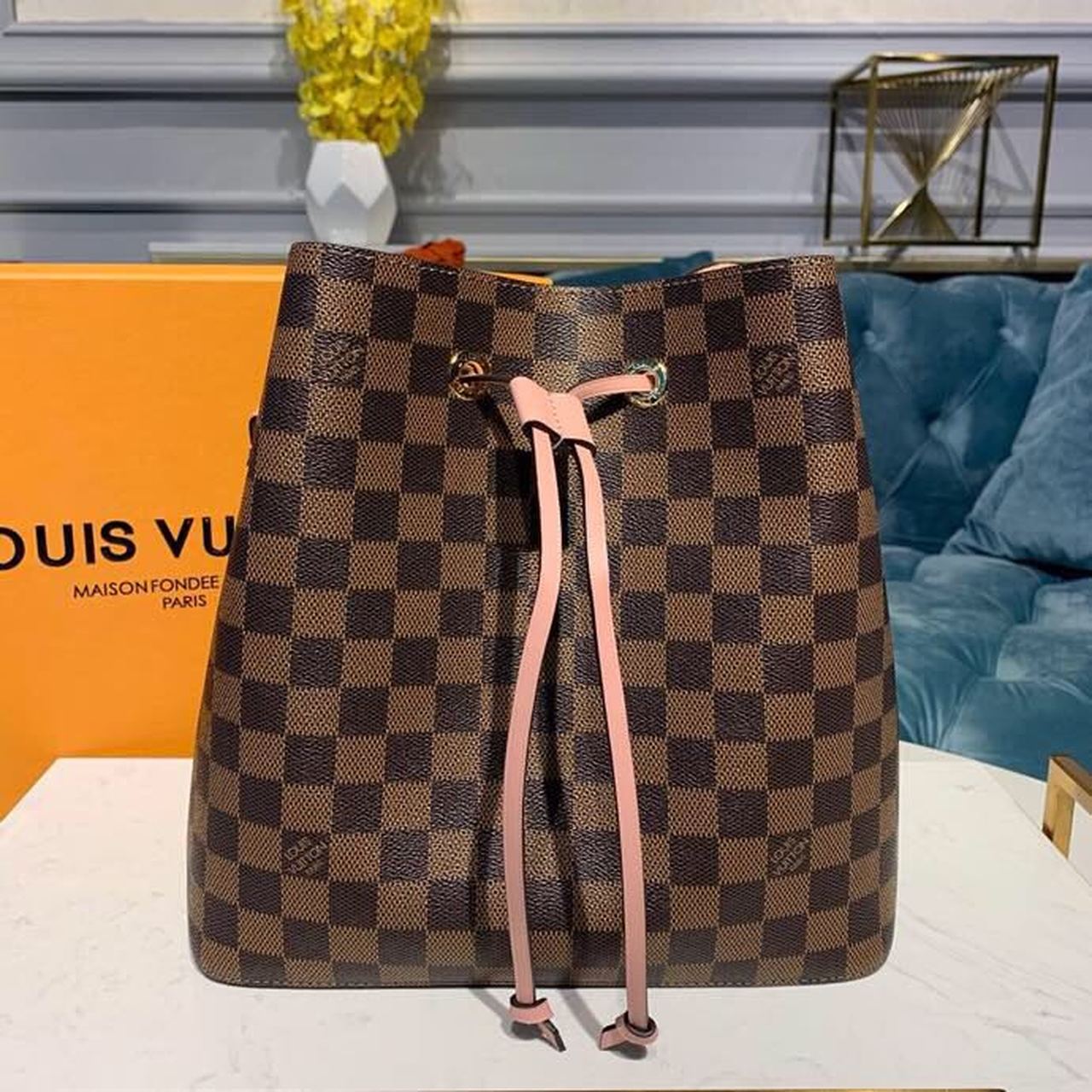 LV Neo Noe GLAMI Bucket Bag 26cm Damier Ebene Canvas Spring/Summer Collection N40198, Venus