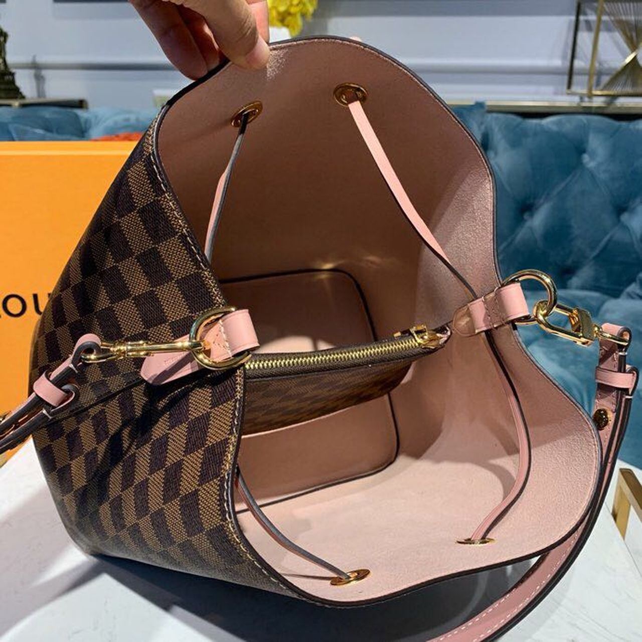 LV Neo Noe GLAMI Bucket Bag 26cm Damier Ebene Canvas Spring/Summer Collection N40198, Venus